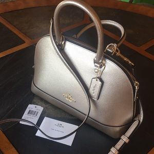 Coach Metallic CrossGrain Mini Sierra Leather Satl